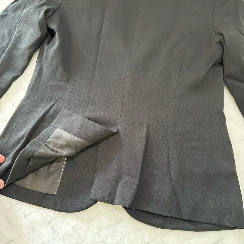 Euc $48 Merona Target Suit Coat Jacket Blazer Career Black Pockets Black 2 XS - Picture 8 of 10